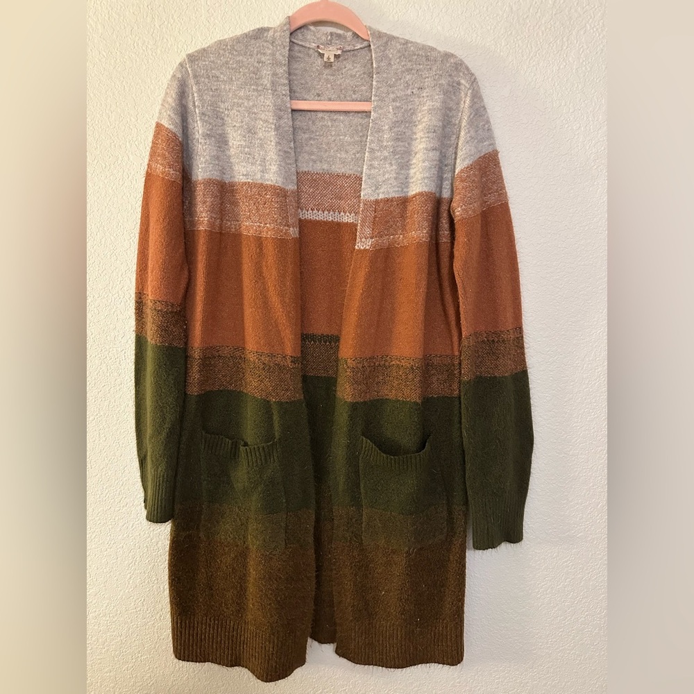 Hem & Thread Cozy Gray and Orange Cardigans